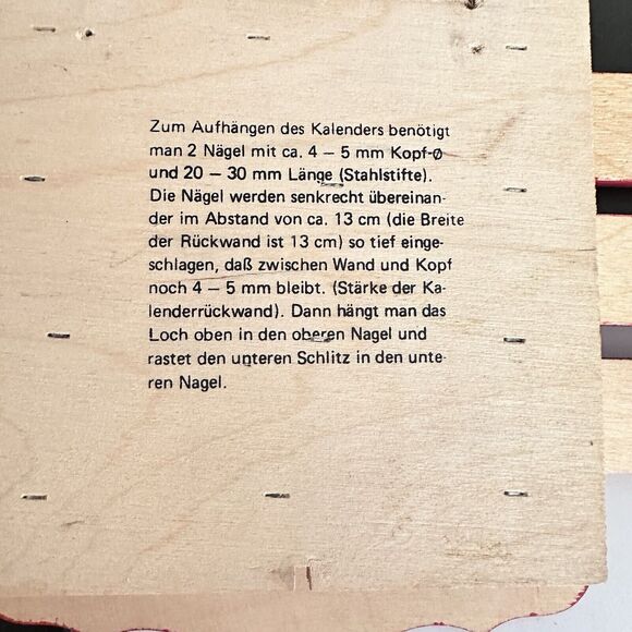 Vintage German Perpetual Sliding Wall Calendar WOOD Painted Red Kitschy - Picture 8 of 13